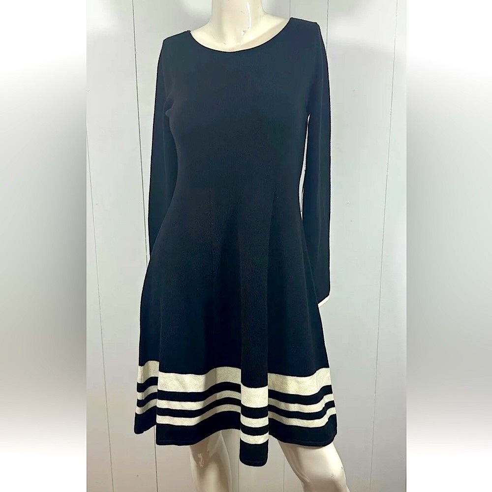 Jessica H Womens Black Long Sleeve Missy Knit Dress Sz M